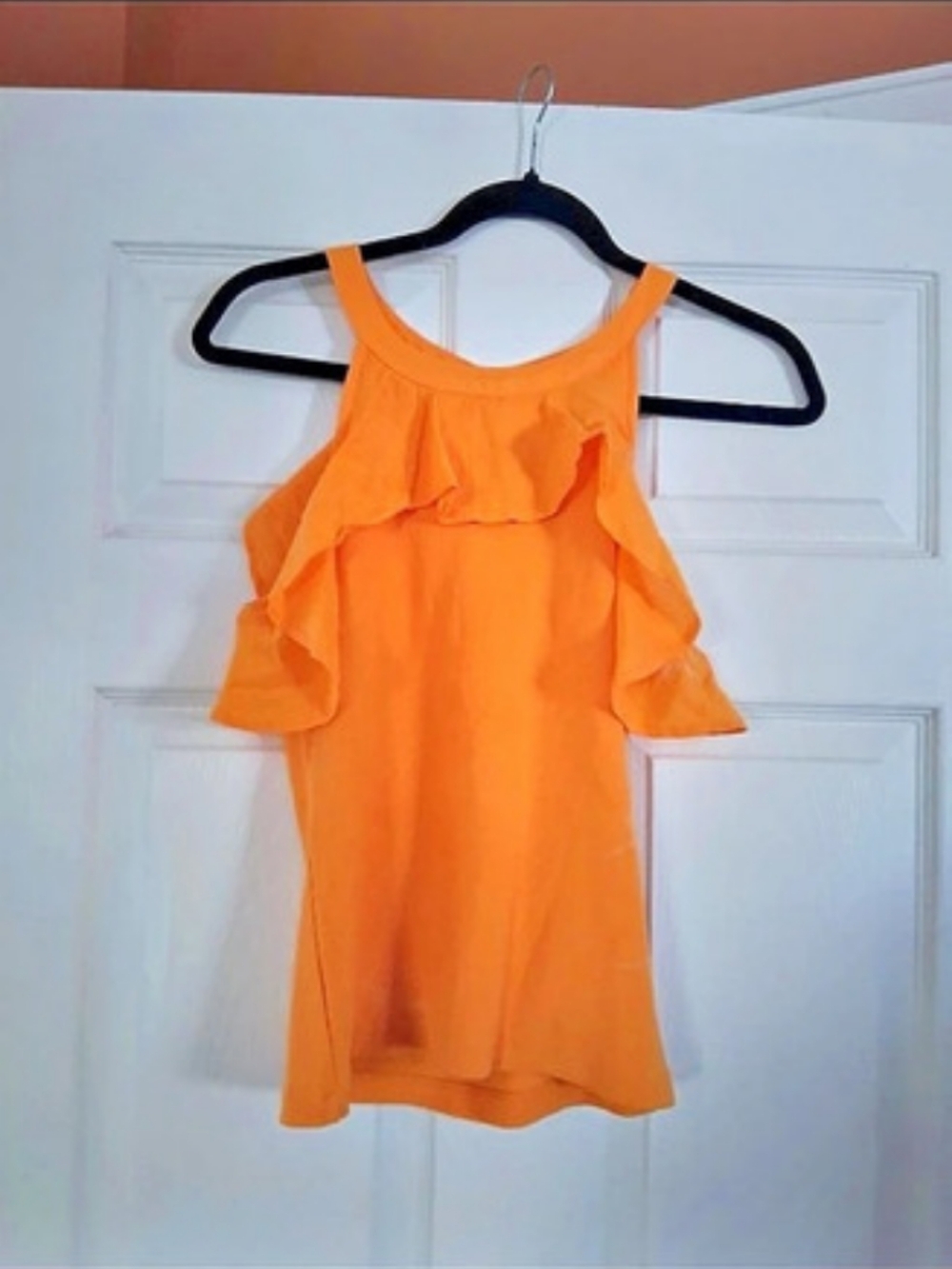 Anthropologie Ruffle Mini Dress in Orange Size Medium NWT